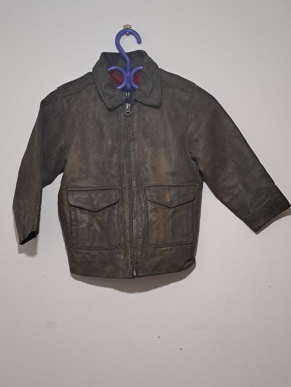 GAP Dark Brown Leather Bomber Jacket